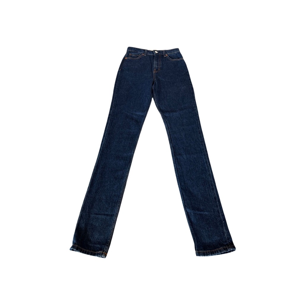 Reformation Etta Stretch High Rise Stacked Slim Jeans Indigo Blue 23